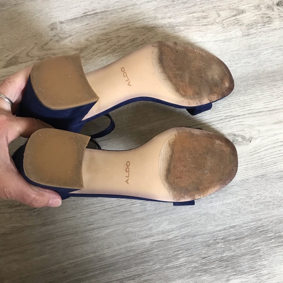 HOST PICK 🥰Aldo Navy Blue Suede Block Heel Sandal Villarosa Style Size 9 - Picture 5 of 7